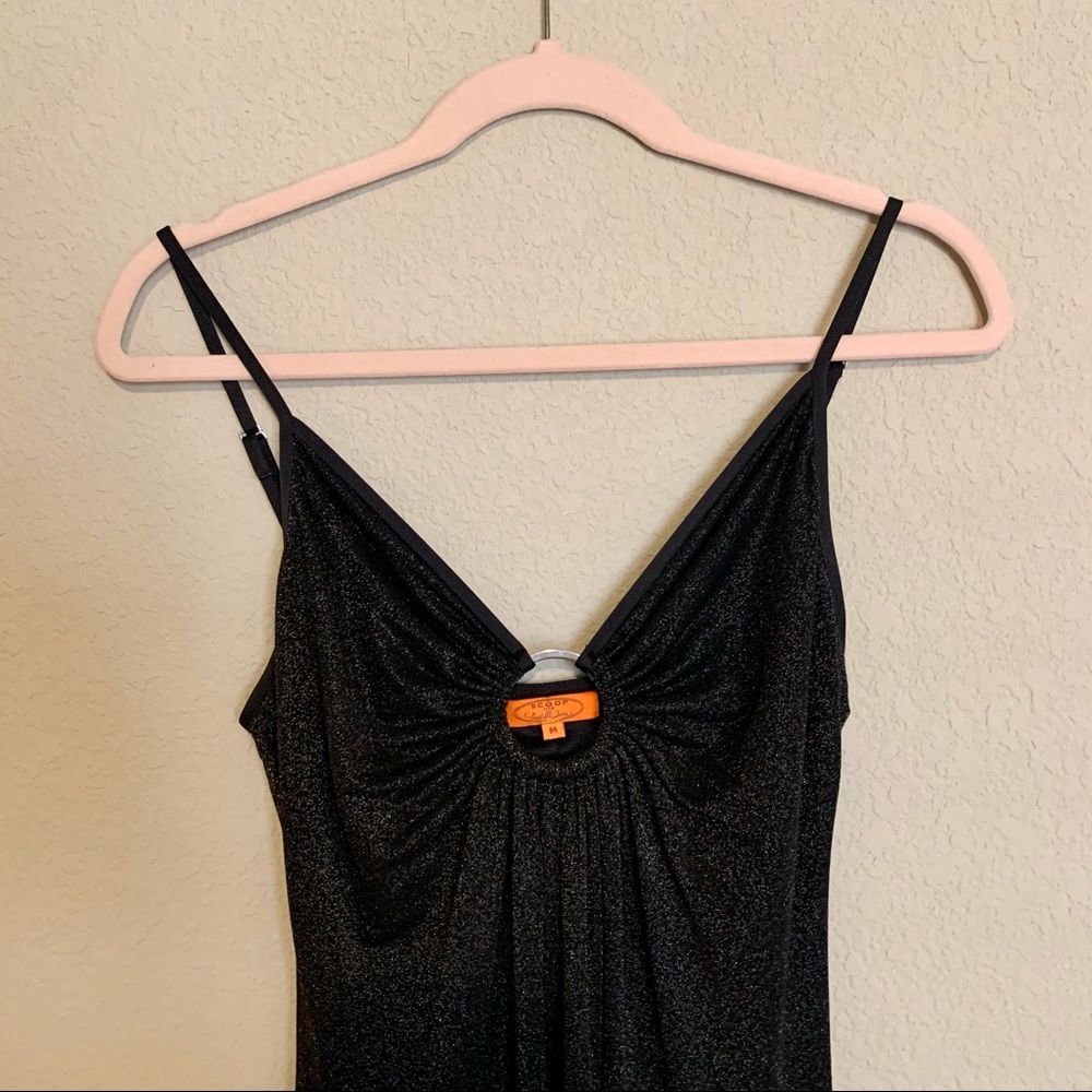 Y2k Scoop Black And Gold Keyhole Shimmer Gown - image 8